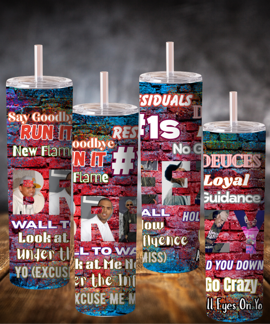 Chris Brown number ones 20 ounce Stainless Steel tumbler