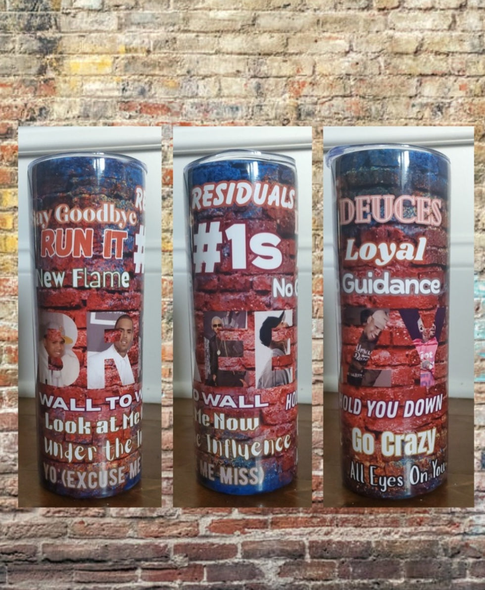 Chris Brown number ones 20 ounce Stainless Steel tumbler
