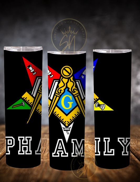 Unisex Free Mason and Order of the Eastern Star 20 ounce Insulated Tumbler.
