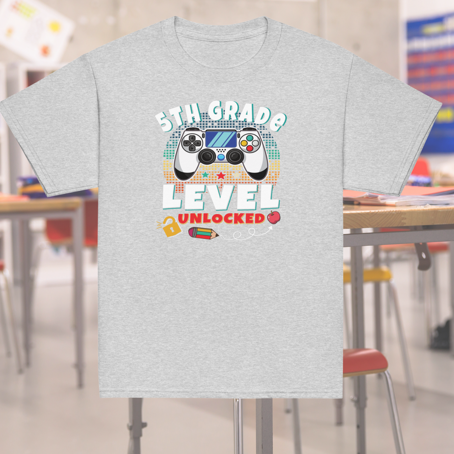 Game on level unlocked back to school T-shirt for boys and girls, first day of school shirt, Grades first through fifth