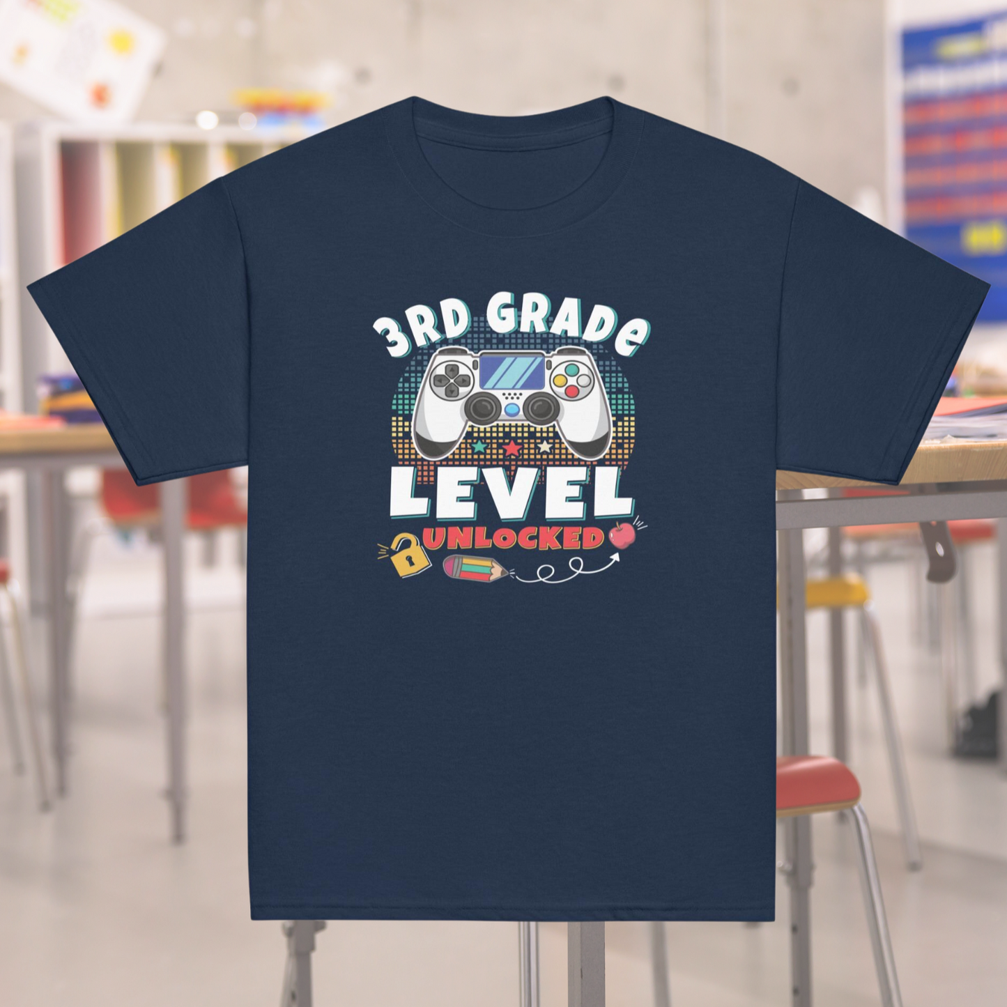Game on level unlocked back to school T-shirt for boys and girls, first day of school shirt, Grades first through fifth