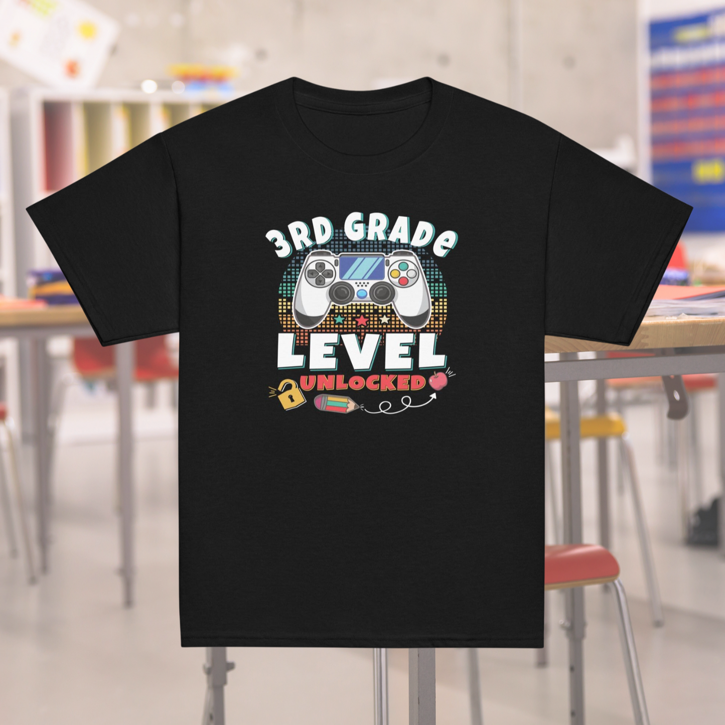 Game on level unlocked back to school T-shirt for boys and girls, first day of school shirt, Grades first through fifth