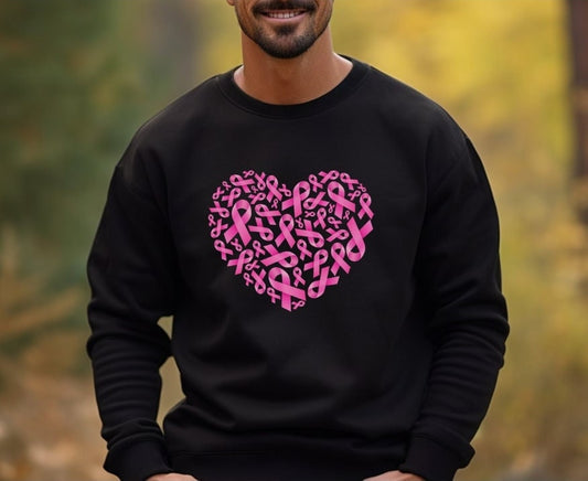 Breast cancer ribbon Sweatshirt, breast cancer support shirt, cancer gift idea, survivor, warrior,  wear pink in October