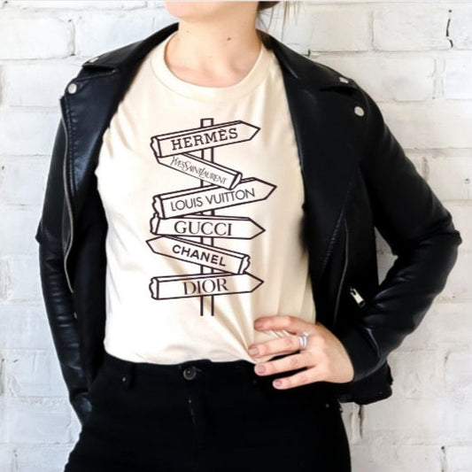 Designer Brand Street Sign t-shirt